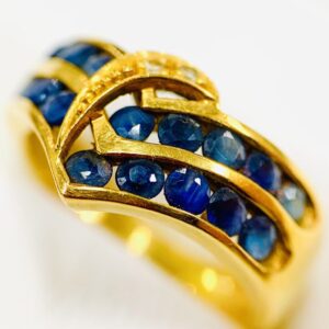 18金　サファイア　ゴールドリング